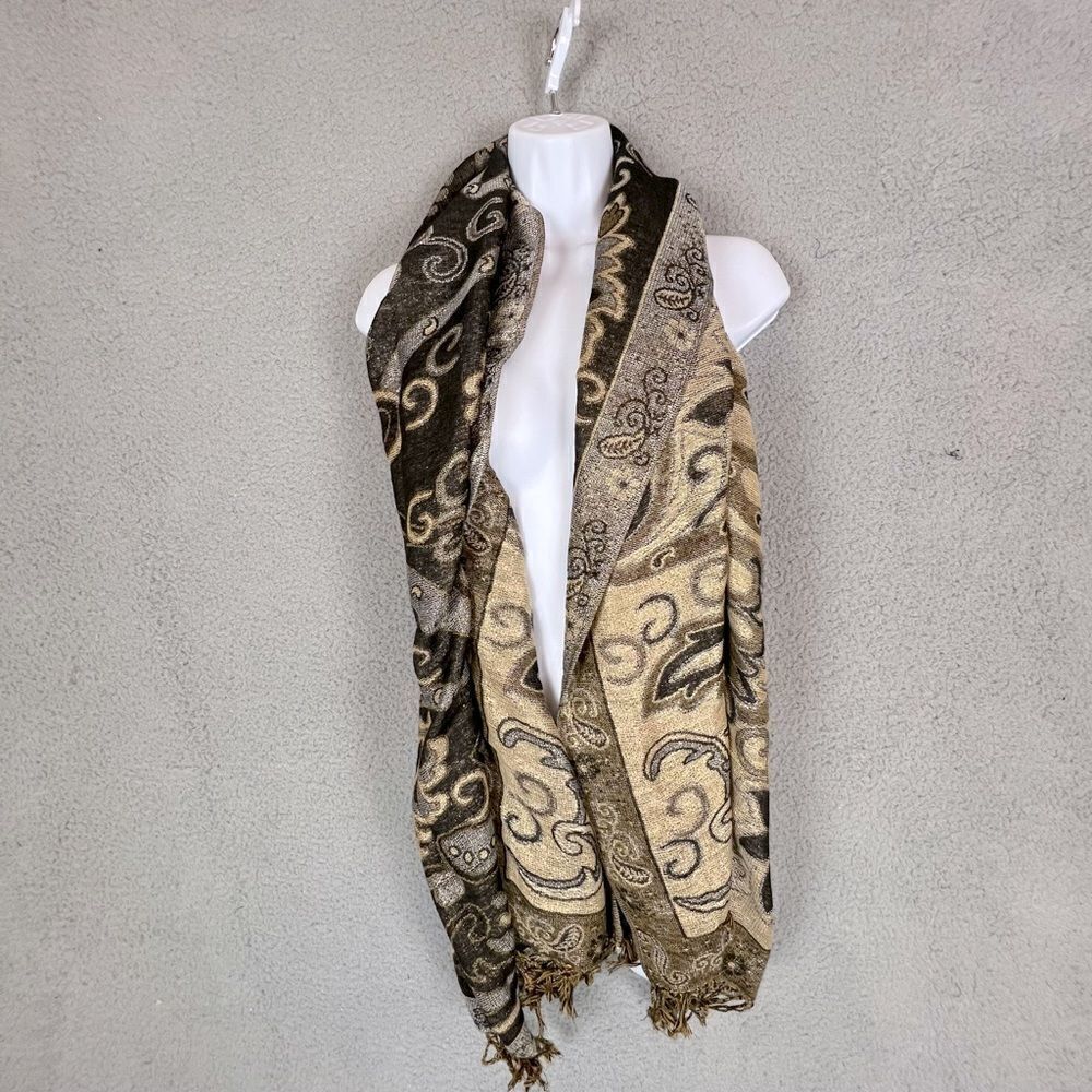 BROWN  AND GOLD GLITTER  SCARF